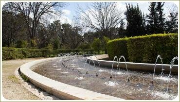 Фонтан. Hayarkon Park Круговой фонтан и стриженные кустарники