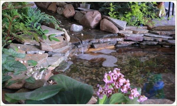 Пруд искусственный - каменный берег