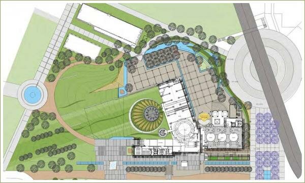 Эскиз с экспликацией для благоустройства и озеленения территории музея