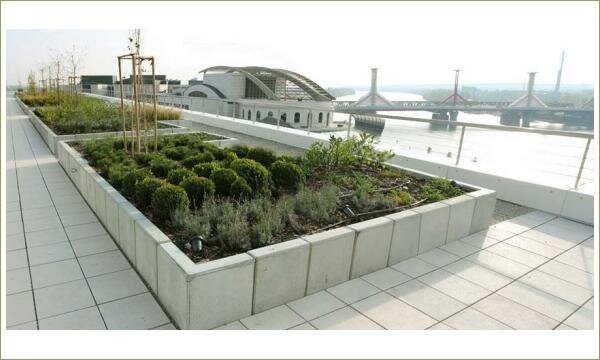  Приподнятый цветник на крыше с рядовыми посадками