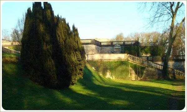 Большой скальный можжевельник на загазоненном склоне и мост